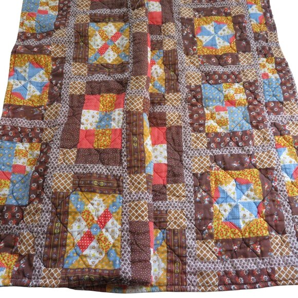 Vintage Handmade Reversable Patchwork Hawaiian Quilt Blanket Throw 42" x 58 Crib - Picture 5 of 8